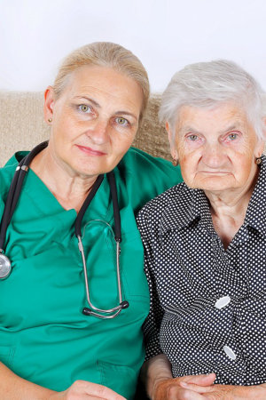 senior woman with nurse